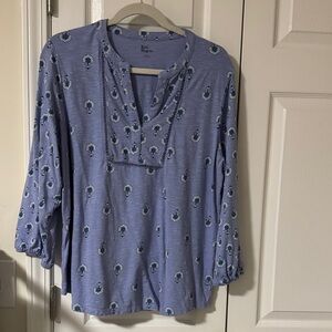 Kim Rogers Light Blue Blouse with Floral Design